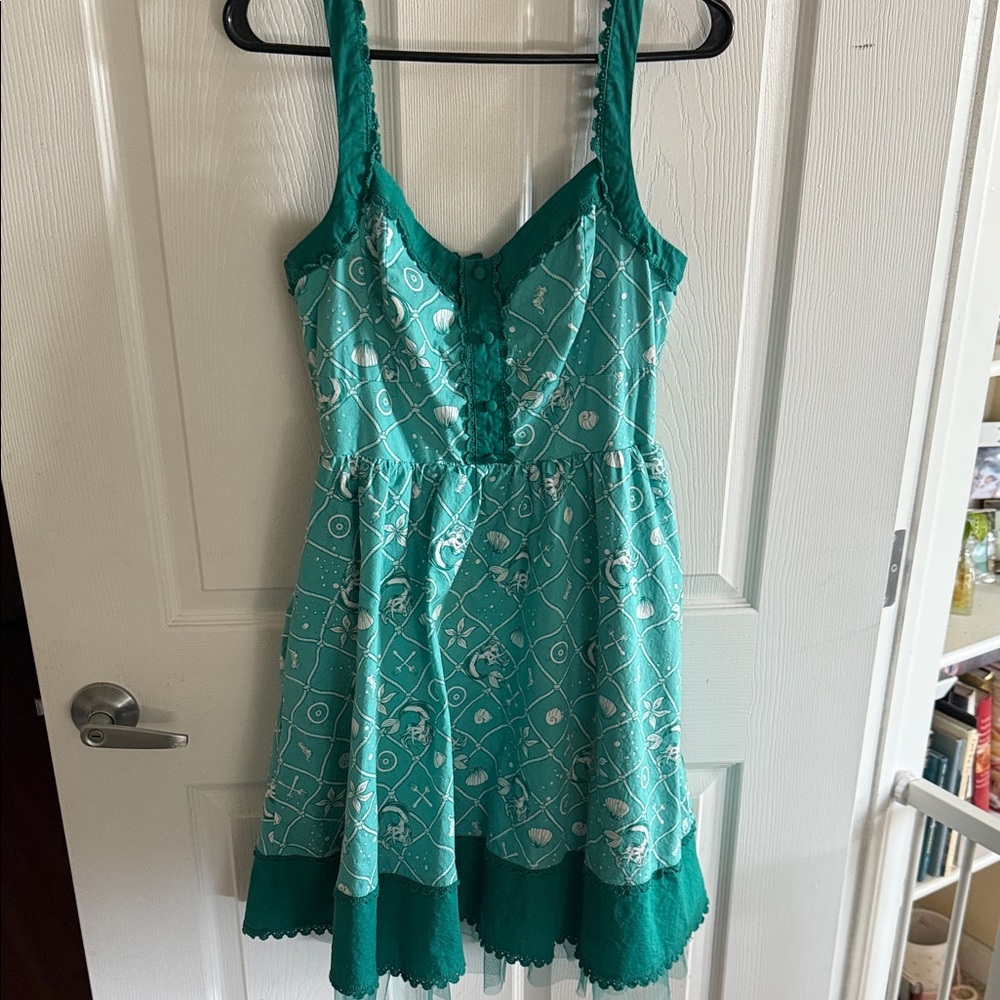 Teal Ariel Little Mermaid Patterned Dress